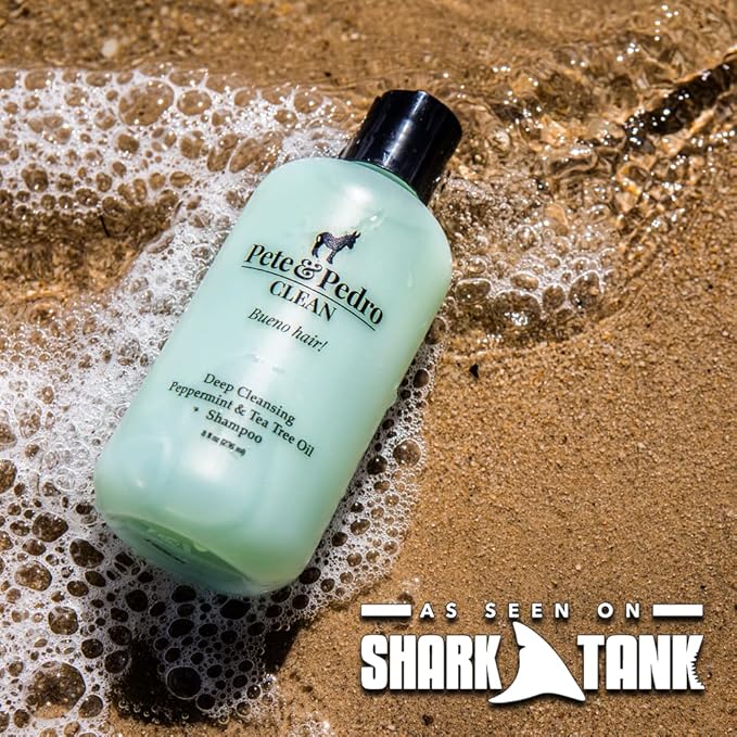 Pete & Pedro CLEAN Shampoo - Deep Cleansing Tea Tree Oil And Peppermint Daily Cleaning Haircare Shampoo For Men & Women | Helps With Dandruff & Greasy Hair | As Seen on Shark Tank, 8.5 oz.