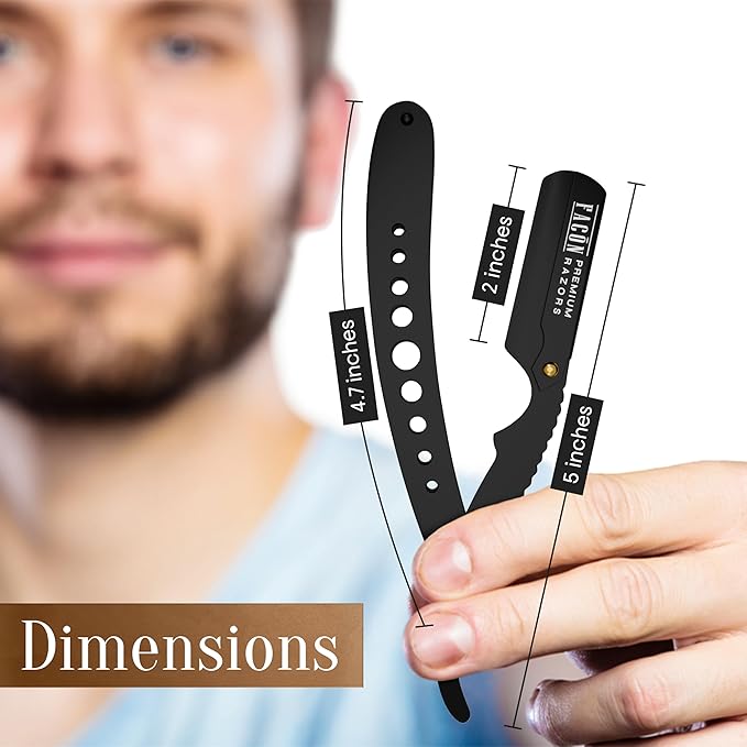 Facón Straight Razors for Men - Professional Barber Straight Edge Razor Kit with 100 Blades, Classic Stainless Steel Barbero Shaver for a Smooth & Precise Shave, Premium Barber Razor for Men's Shaving