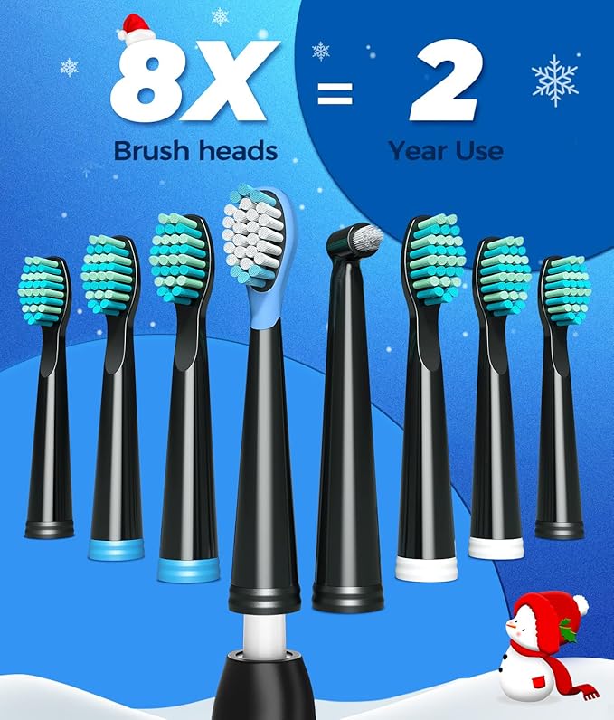 TEETHEORY Electric Toothbrush with Travel Case, Sonic Toothbrush for Adults with 8 Brush Heads for 2-Year Use, 40000 VPM Deep Clean Rechargeable Toothbrushes Last 30 Days with 5 Modes