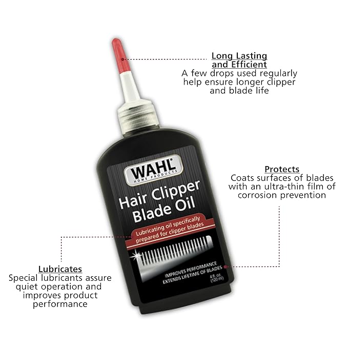 Wahl Premium Hair Clipper Blade Lubricating Oil for Clippers, Trimmers, & Blade Corrosion for Rust Prevention – 4 Fluid Ounces – Model 3310-300A