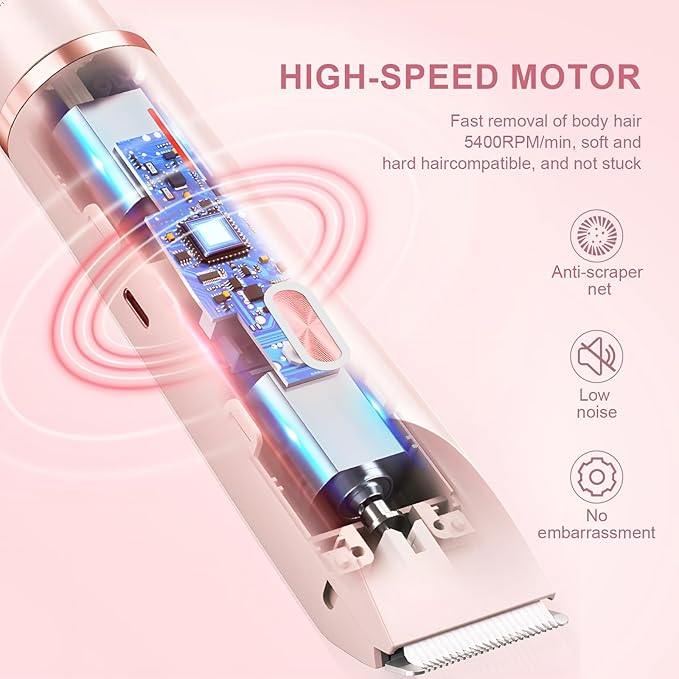 Bikini Shaver,2 in 1 Dual Head Bikini Trimmer & Body Shaver, Painless Hair Removal with Silky Glow Finish, Cordless & Waterproof Electric Trimmer for Women,Blue