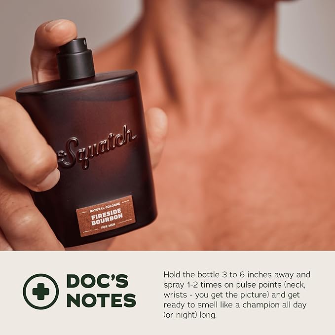 Dr. Squatch Natural Cologne for Men - Scent-Lock Technology and Sustainably-Sourced Ingredients - Fireside Bourbon Cologne (1.7 fl oz)