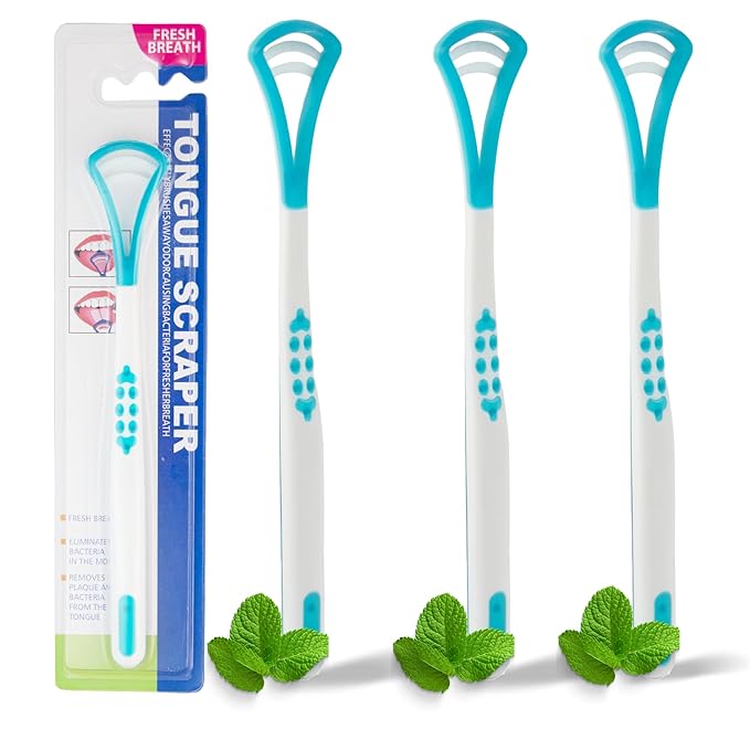 Tongue Scraper for Fresh Breath Perfect Tongue Scraper for Adults and Kids, Enhance Your Oral Hygiene with Tongue Brushes, Scrapers for Bad Breath Treatment (3 Pack (Scraper))
