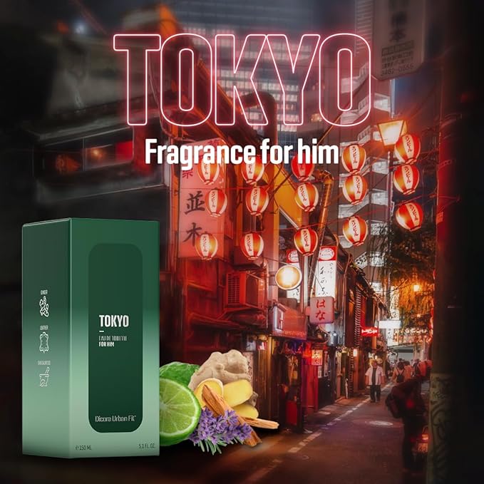 Dicora Urban Fit Tokyo Cologne for Men - Notes of Ginger, Bergamot, Lavender, and Leather - Sensual, Irresistible Fragrance - 5.07 oz EDT Spray