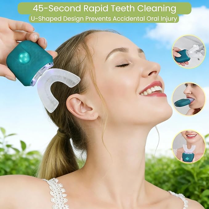 Ultrasonic Toothbrush, U-Shaped Toothbrush with Automatic Brushing Technology - 360° Fast-Cleaning whitening Toothbrush, Gentle on Teeth, Innovative Design Suitable for Everyone