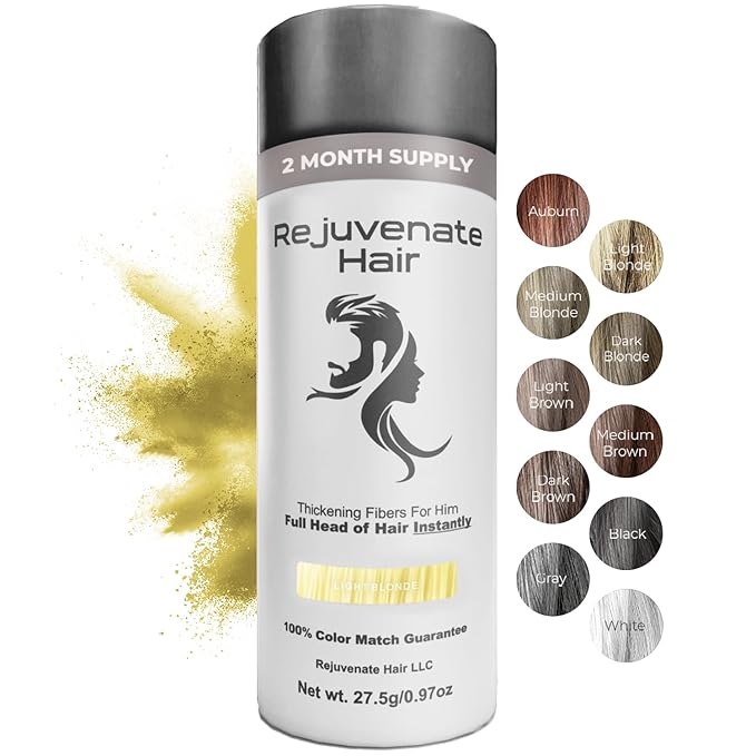 Fibers for Thinning Hair (Light Blonde), Undetectable Hair Powder for Men & 100% Natural Hair Building Fibers - Conceals Hair Loss - Bald Spot Cover Up Hair Powder, 2 Month Supply