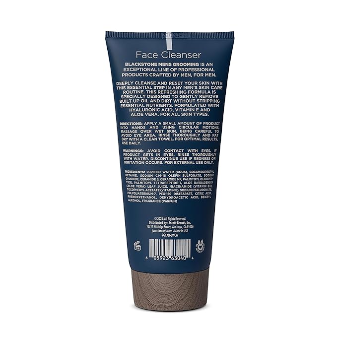 Blackstone Men's Grooming Daily Face Cleanser - Deep Cleanse & Nourish with Hyaluronic Acid, Aloe Vera and Vitamin E | Hydrate - Sea & Surf (6 Fl Oz)
