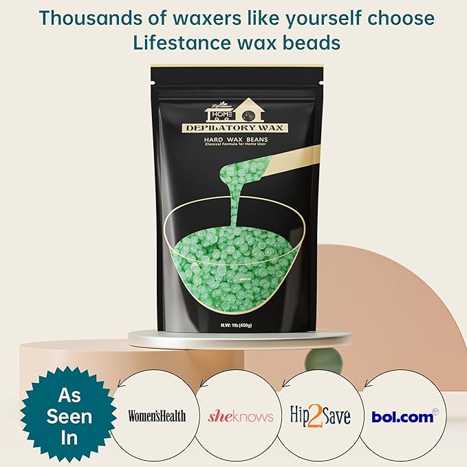 Lifestance Aloe Vera Wax Beads, Wax for Sensitive Skin, Hair Removal Wax Beans for Face, Legs, Coarse & Fine Hair, Pearl Beads, Unisex, 16 Ounce, 20 Count