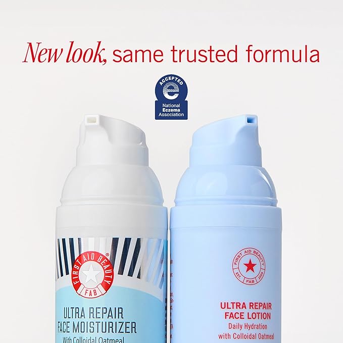 First Aid Beauty - Ultra Repair Face Moisturizer, Soothing Face Colloidal Oatmeal, Everyday Lightweight Non-Comedogenic Formula Helps Soften Skin with Ceramides and Shea Butter, 1.7 oz