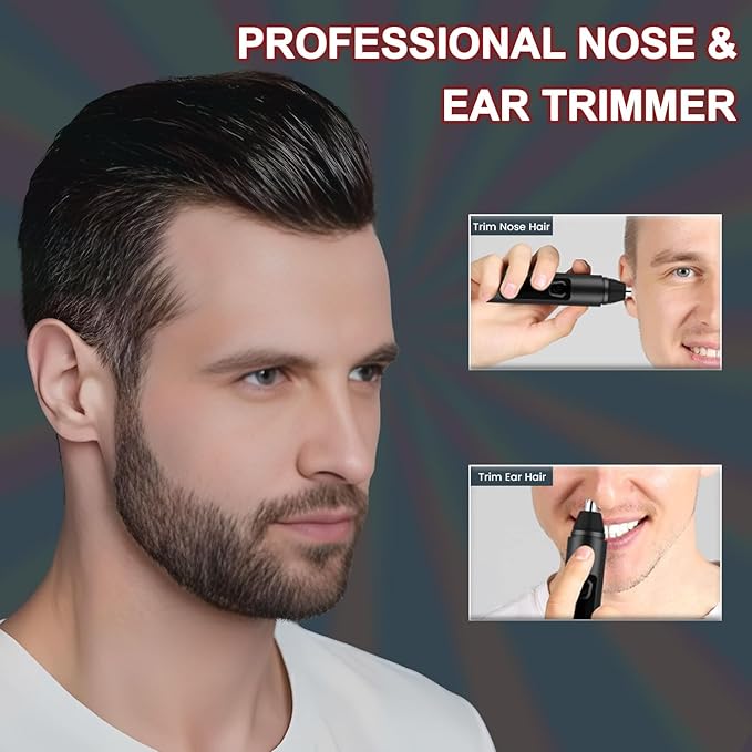 Nose Hair Trimmer for Men Women - Electric Nose Hair Clipper with Replaceable Stainless Steel Blade, Powerful 6500RPM Motor, Wet/Dry Use, Portable USB Rechargeable Design | Black