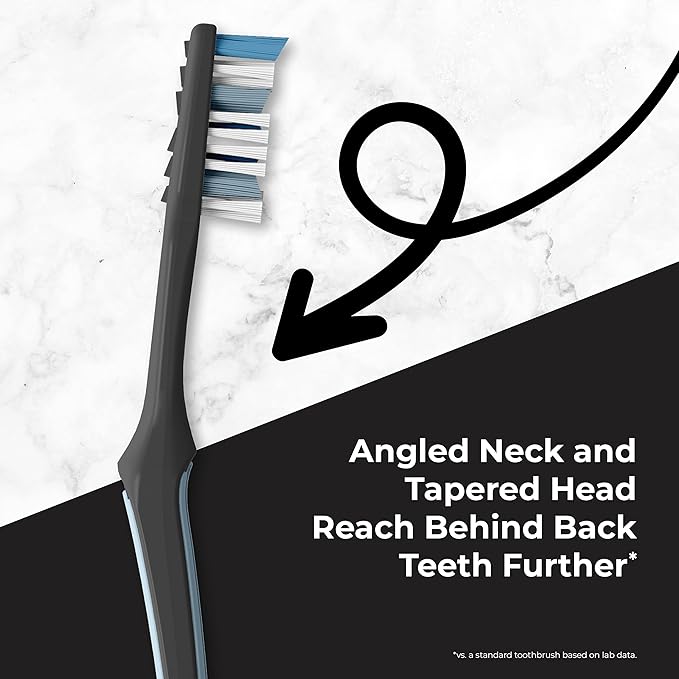 Reach Advanced Design Toothbrush with Toothbrush Cap, Angled Neck, Soft Bi-Level Bristles, Contoured Handle, Tongue Scraper, 6 Count (Pack of 2)
