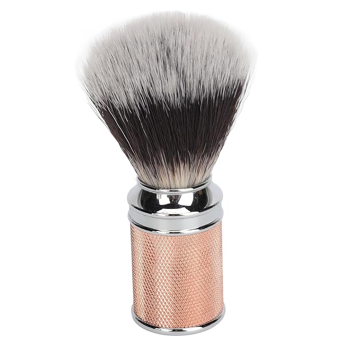 Shaving Brush Set for Men, Nylon Hair Salon Shave Brush, Shaving Brush for Safety Double Straight or Shaving (Rose Gold)