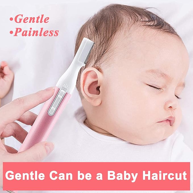 Electric Eyebrow Trimmer for Women, Facial Hair Razor Removal for Men, Mini Epilator for Bikini, Remover for Face, Chin, Peach Puzz, Lips, Body, Arms, Legs, Battery Operated (Pink)
