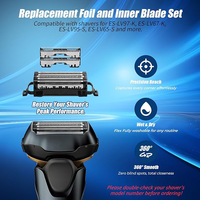 WES9032P Replacement Outer Foil and Inner Blade Set,Compatible with Panasonic ARC5 5-Blade Shavers ES-LV97-K,ES-LV67-K,ES-LV95-S,ES-LV65-S (1 Count)