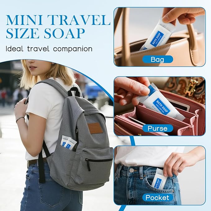 100 Pack Mini Travel Size Bar Soap Bulk,0.53 oz/15 grams Individually Wrapped Small Disposable Hotel Soap Bars Toiletries for Church,Homeless Gifts,Bathroom,Guest