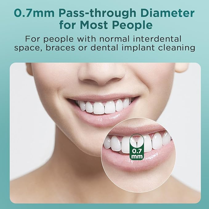 50 Count Angle Interdental Brushes with Extended Handle for Braces, Tight(0.7mm), L- Shaped Interproximal Floss for Dental Plaque Removal Health