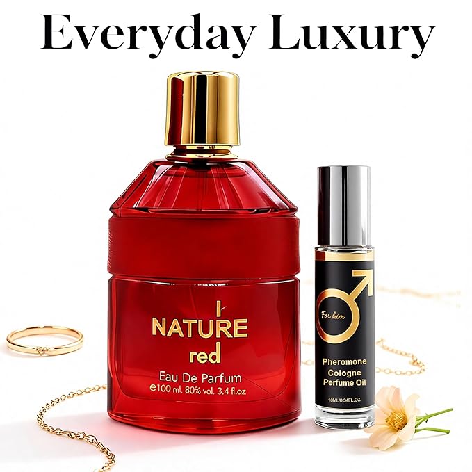 Men’s Eau de Parfum, Citrus Floral Men’s Perfume with Musk & Cedarwood Base, Viva Las Vigas Rose Fragrance I nature Red&Pheromone
