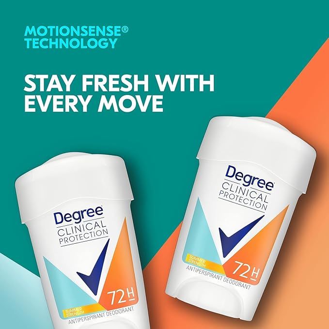 Degree Clinical Protection Antiperspirant Deodorant 72-Hour Sweat & Odor Protection Summer Strength Antiperspirant for Women 1.7 oz