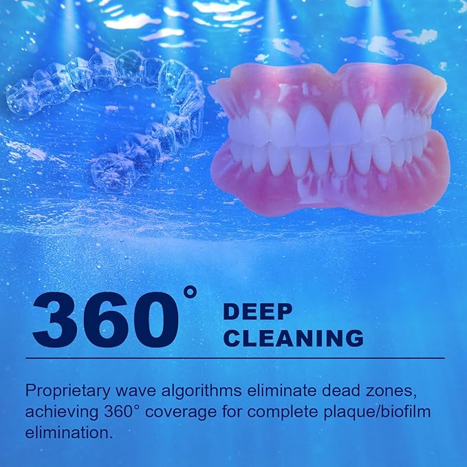 Ultrasonic Retainer Cleaner Machine, Dental Cleaning Pod for Dentures, Mouth Guard, Aligner, Night Guard, Jewelry, Braces, Ultra Sonic Cleaner for All Dental Appliances (Black)
