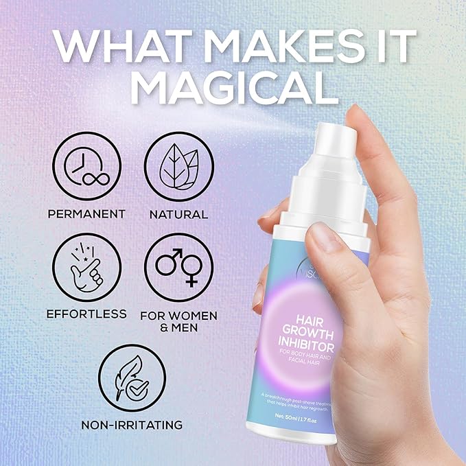 VENUS VISAGE Hair Inhibitor 50ml, Upgraded Hair Growth Spray, Non-Irritating, Removal for Body, Face, Arm, Armpit, Leg for Men and Women