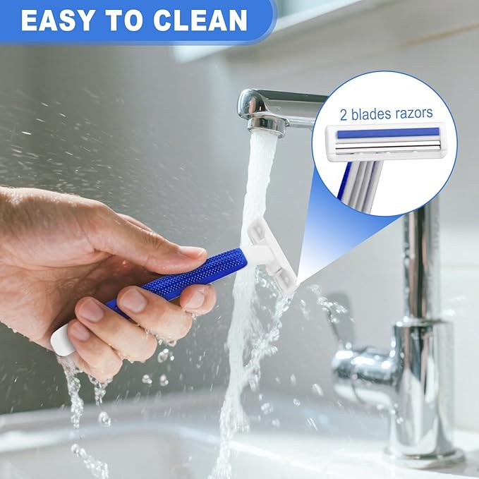 Shave Kit in Bulk Twin Blade Razors with Protective Cap,Disposable Razors in Bulk Shaving Cream for Hotel, Airbnb, Homeless, Shelter, Camping and Travel (120)