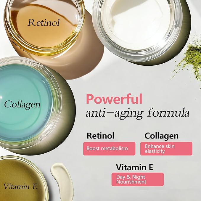 Retinol Cream for Face with Collagen, Collagen Face Moisturizer for Lifting Skin, Day-Night Anti-Aging Cream for Women and Men for Tighten & Smooth Fine lines, Wrinkles and Dryness 1.76 Fl Oz