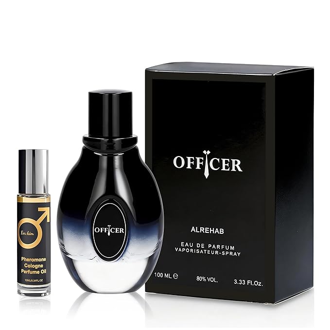 Men’s Eau de Parfum, Woody Fresh Cologne for Men, Long Lasting Modern Masculine Scent, 3.4 Fl Oz (100ml) Officer 100ml&Pheromone