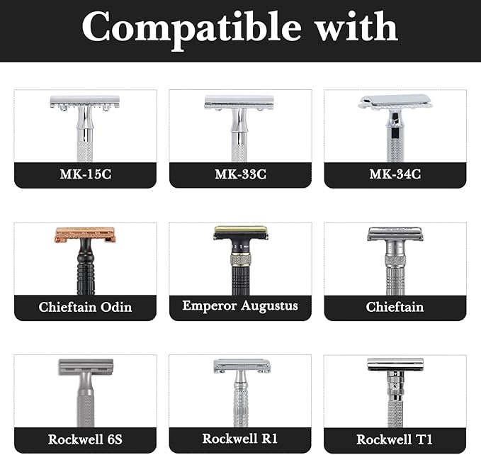 Linkidea Stainless Steel Shaver Holder, Men's Razor Holder with Anti-Slip Pad, Razor Stand Compatible with Merkur, Parker, Vikings Blade, Rockwell Most of Manual Razor (Nickel Color)