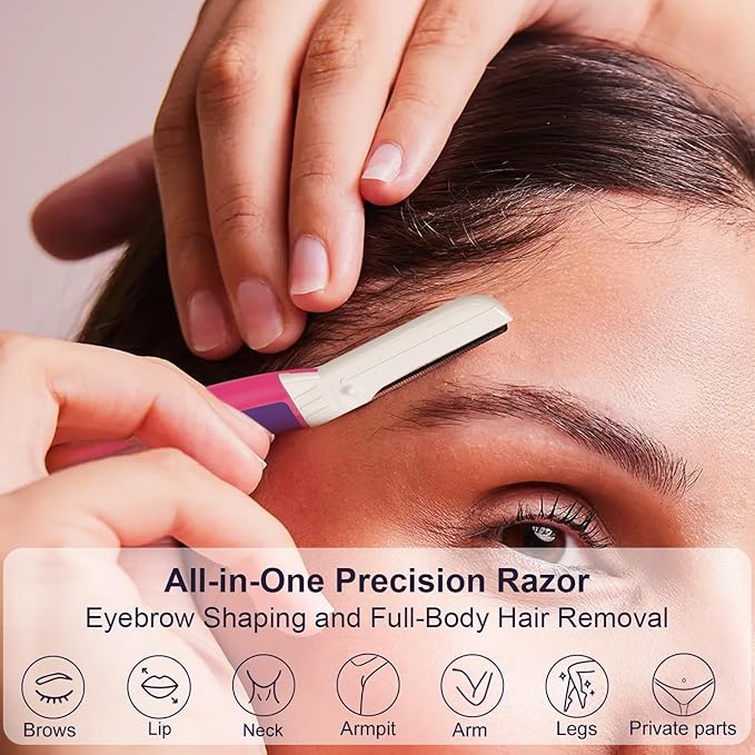 Dermaplane Razor for Women Face, Eyebrow Razor, Face Razors for Women Dermaplaning, Peach Fuzz Remover, Gentle Exfoliation & Facial Hair Removal, Travel Essentials, (12 pcs, Fuchsia)