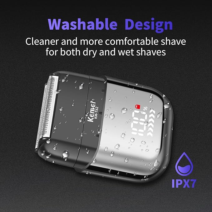 KEMEI Upgraded Foil Shaver, Mini Electric Shavers for Men with USB Type-C Rechargeable, Double Floating Blade Electric Razor for Men and Waterproof with LED KM-T82