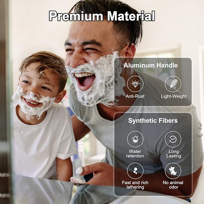 Portable Mini Shaving Brush with PU Pouch - Easy Carry Mini Brush for Frequent Travelers - Durable Synthetic Fibers, Anti-rust Aluminum Handle, Handy Mini Pouch, Fast and Rich Lathering