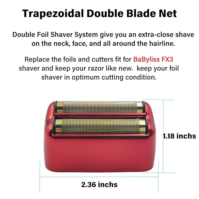 Compatible with BaByliss Pro FX3 Foil Shaver Replacement Head, Pro Shaver Rplacement Foil Red Compatible with BaBylisspro FX3 Professional High Speed Foil Shaver Top, FXX3RF Blade Parts with 2 Cutters