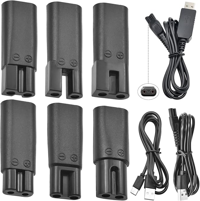 9PCS Type-C Power Cord Replacement Charger USB Adapter Compatible with a variety of Electric Hair Clippers, Beard trimmers, Shavers, Beauty Instruments, Desk Lamps,Purifiers, HQ8505 Charging Cable