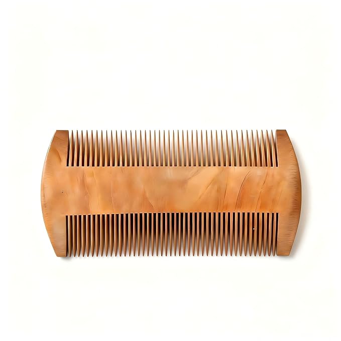Men's Double-Sided Wooden Beard Comb, Premium Wood Grooming Comb for Mustache & Facial Hair Detangling, Smooth Anti-Static Beard Styling Comb for Daily Care