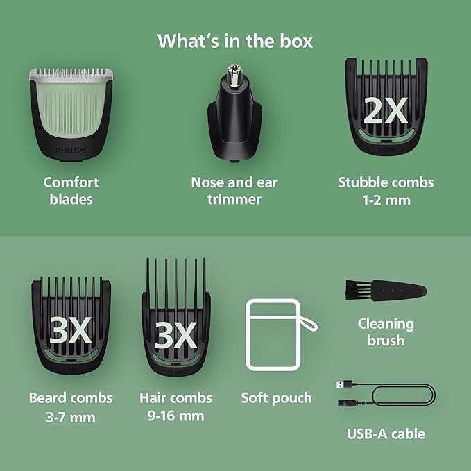 Philips Norelco All-in-One 3000 Series 13 in 1 Trimmer, Beard Styler & Men's Hair Clipper, 9 Length Settings & Self-Sharpening Skin-Friendly Blades, MG3919/50