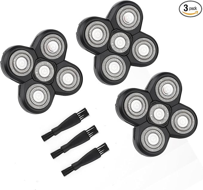 Freedom Universal 3PCS 5 Blades Shaver Replacement Heads Compatible with Freebird Freedom Bird and More 5 Blades Shaver Replacement Heads with Easy Clean Brush