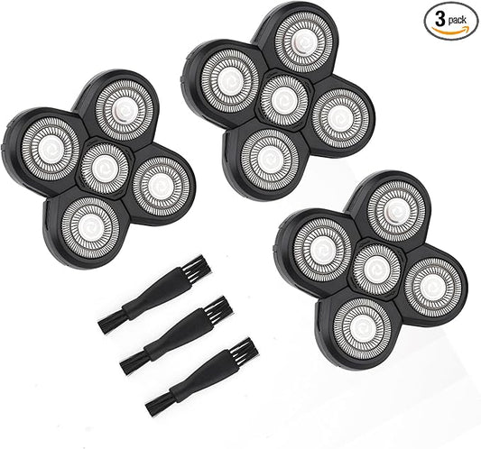 Freedom Universal 3PCS 5 Blades Shaver Replacement Heads Compatible with Freebird Freedom Bird and More 5 Blades Shaver Replacement Heads with Easy Clean Brush