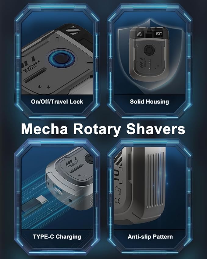 Mini Shaver, Portable Travel Shaver, Mini Rotary Shavers for Men, Dual Blades IPX7 Waterproof Cordless USB Rechargeable Electric Razor Trimmer