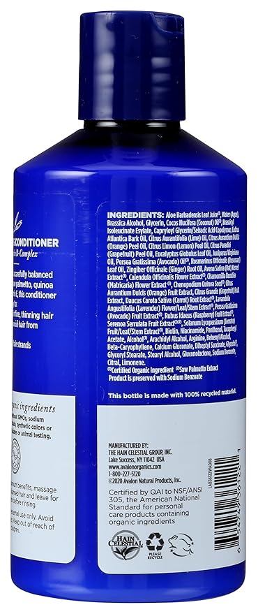 Avalon Organics Therapy Biotin B-Complex Thickening Conditioner, For an Energized Scalp and Thicker, Fuller-Looking Hair, 14 Fluid Ounces