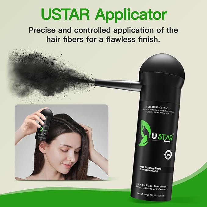 Ustar Hair buliding Fibers Black Quality Matches 27.5 grams 0.97oz