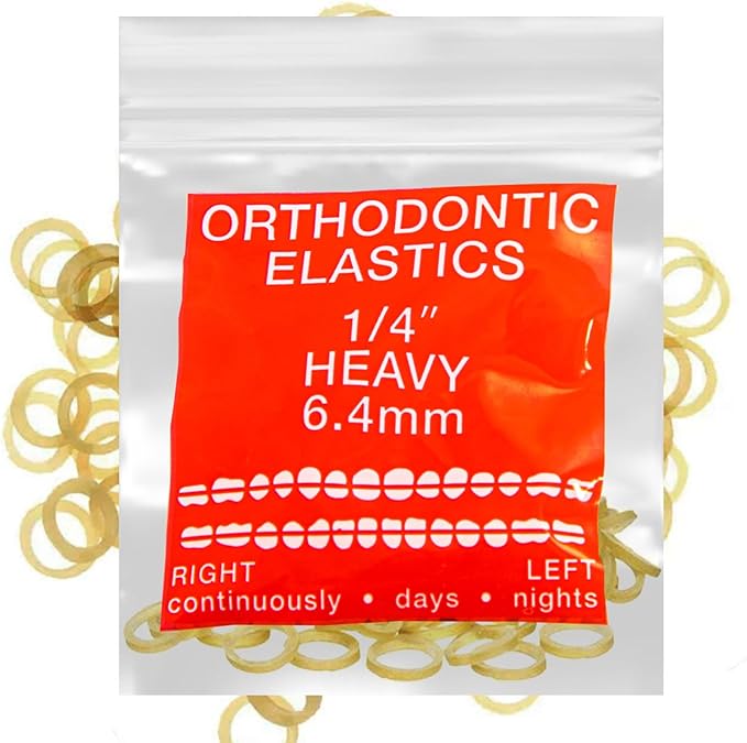 Amber Latex 100 counts, Intraoral Elastic Bands Orthodontic Elastics Dental Rubber Bands Made in US Heavy 1/4'', Amber Latex