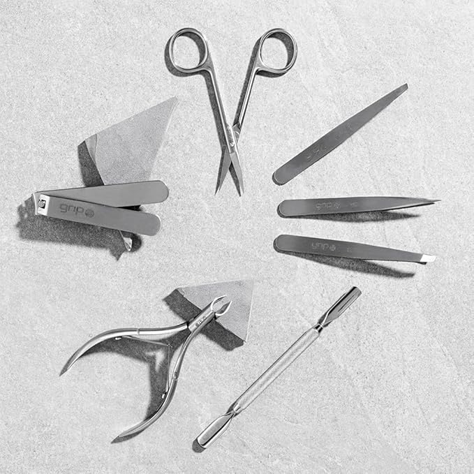 Grip Tweezer Slanted Tip Stainless Steel S1 – Precision Eyebrow Tweezer for Hair Removal – Professional Stainless Steel Tool with Aligned Slanted Tip for Clean Tweezing