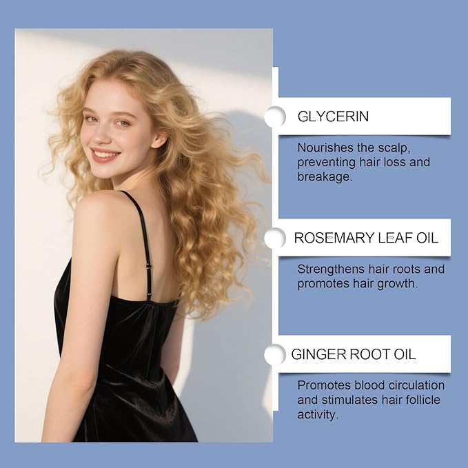 30ml Hair Growth Serum Roll On for Thinning Hair – Scalp Treatment with Ginger & Rosemary Oil to Reduce Hair Loss, Strengthen Roots & Nourish Dry Itchy Scalp