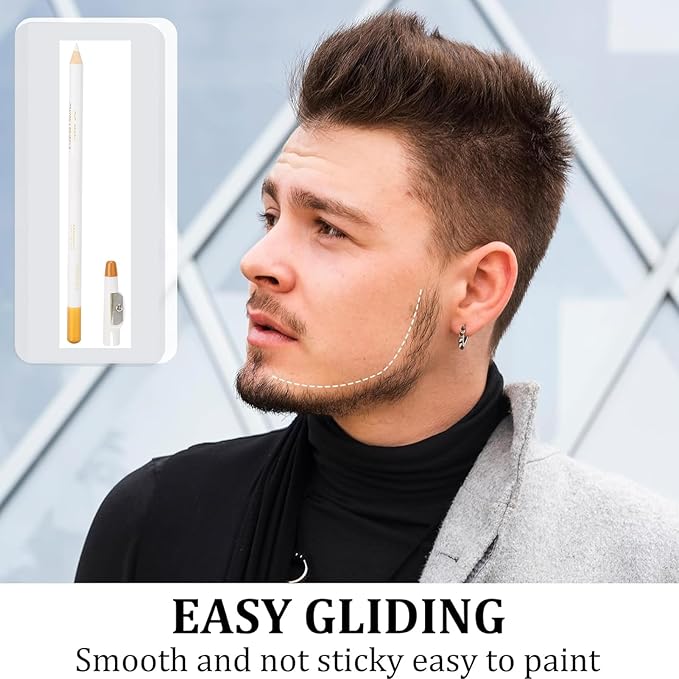 Professional Beard Shaper & Grooming Tool - Pencil Filler for Styling, Edging and Tracing (White)