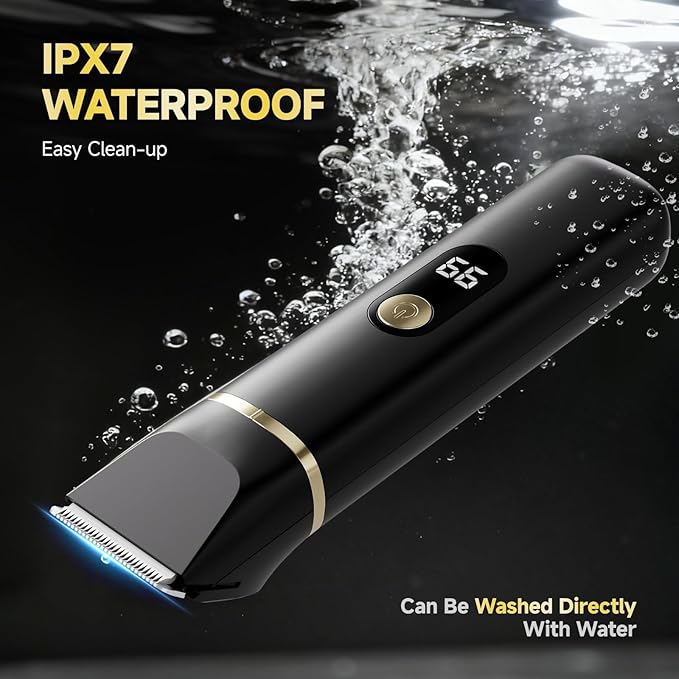 Beard Trimmer for Men, IPX7 Waterproof Body Hair Trimmer Electric Razor Shavers Cordless Grooming Kit for Beard Nose Ear Legs Chest Groin Pubic