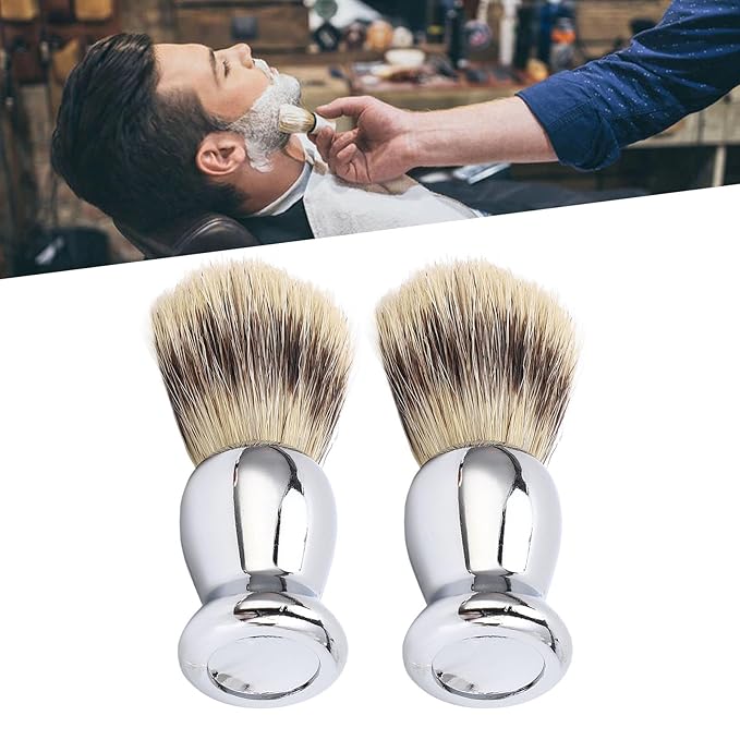 2Pcs Shaving Brush for Men, Long Soft Dense Brush Hair with Handle for Foaming Cream and Beard Shaving