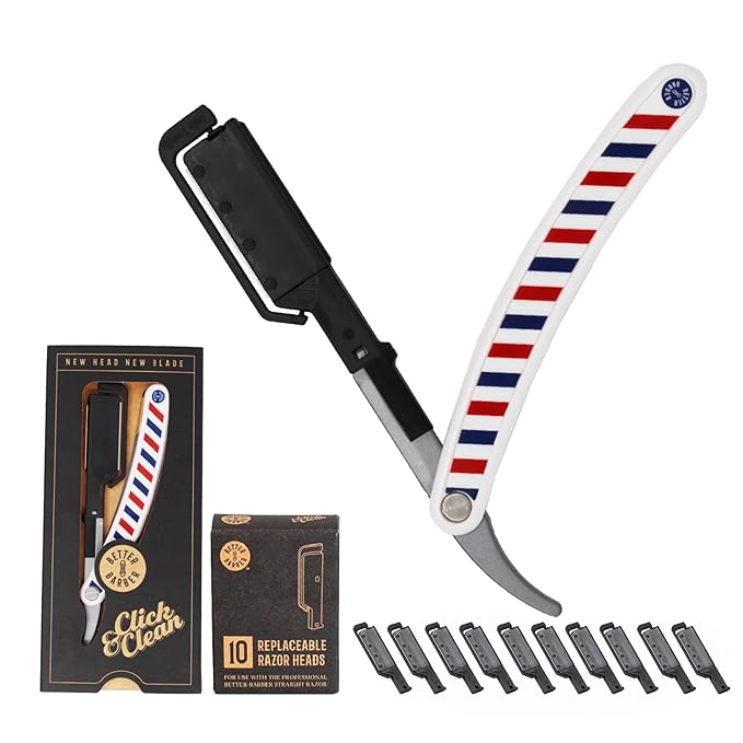 Patented Professional Straight Razors for Men - Barber Razor for Shaving with 11 Disposable Blades - Easy to Use and Replace Mens Straight Razors for Home Use, Ideal Gift for Dad by Better Barber