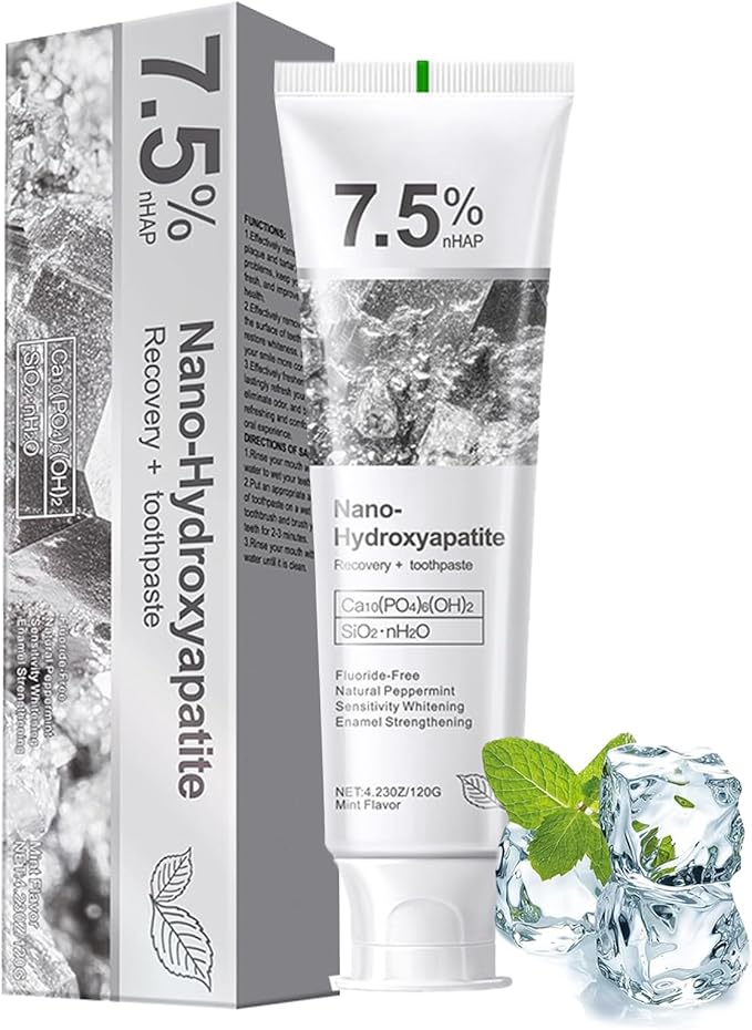 Hydroxyapatite Toothpaste, Deep Cleaning Toothpaste, Advanced Enamel Protection, Fluoride-Free Formula with Gentle Mint, Fresh Breath, Reduce Tooth Sensitivity