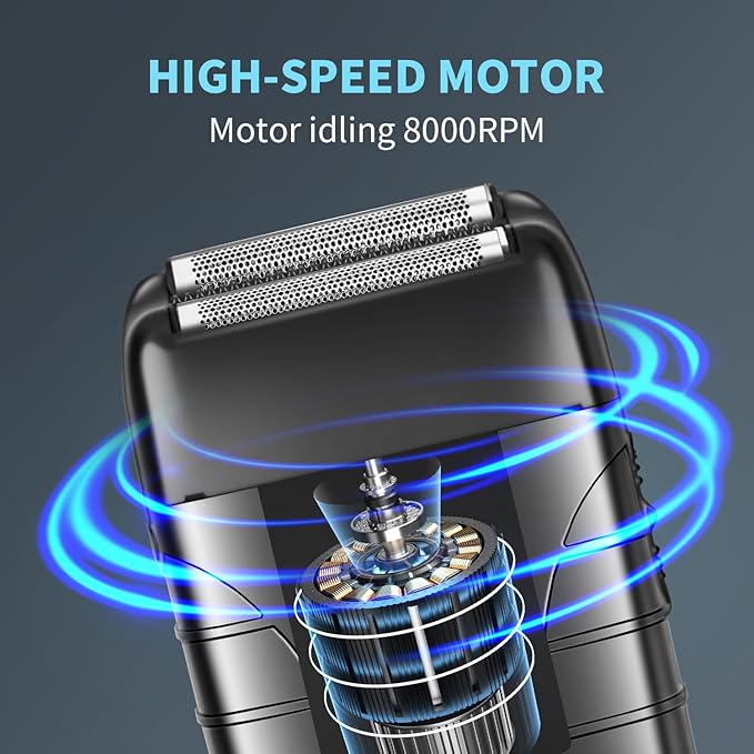 KEMEI Professional Electric Foil Shaver for Men, Beard Trimmer & Men's Grooming Tool, Foil Shaving and Bald Head Precision Trimmer. Cordless and Rechargeable with USB. Gifts for Men