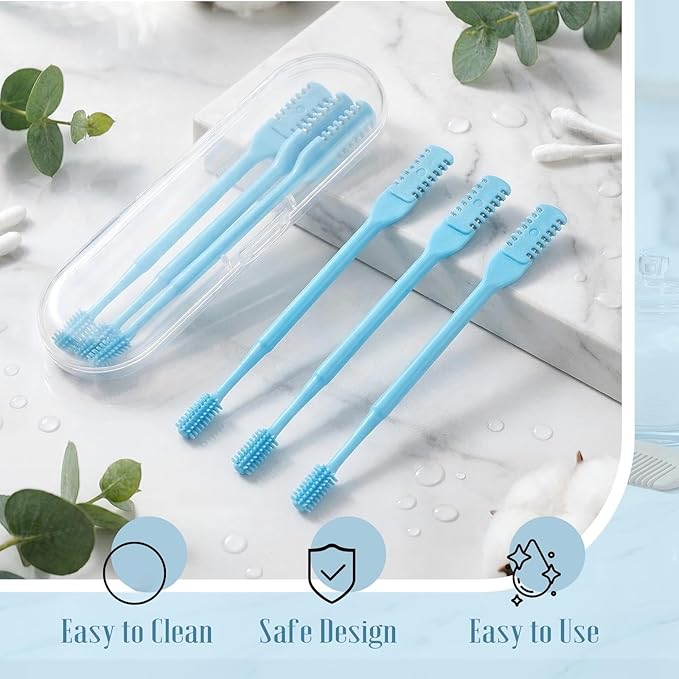 2-in-1 Nasal Hair Cutter Travel Double Sided Nose Hair Trimmer for Women Men Portable 360 Rotating Manual Nose Nasal Knife Soft Cleaning Brush with 5 Box Travel Package Blue (15 Pcs)